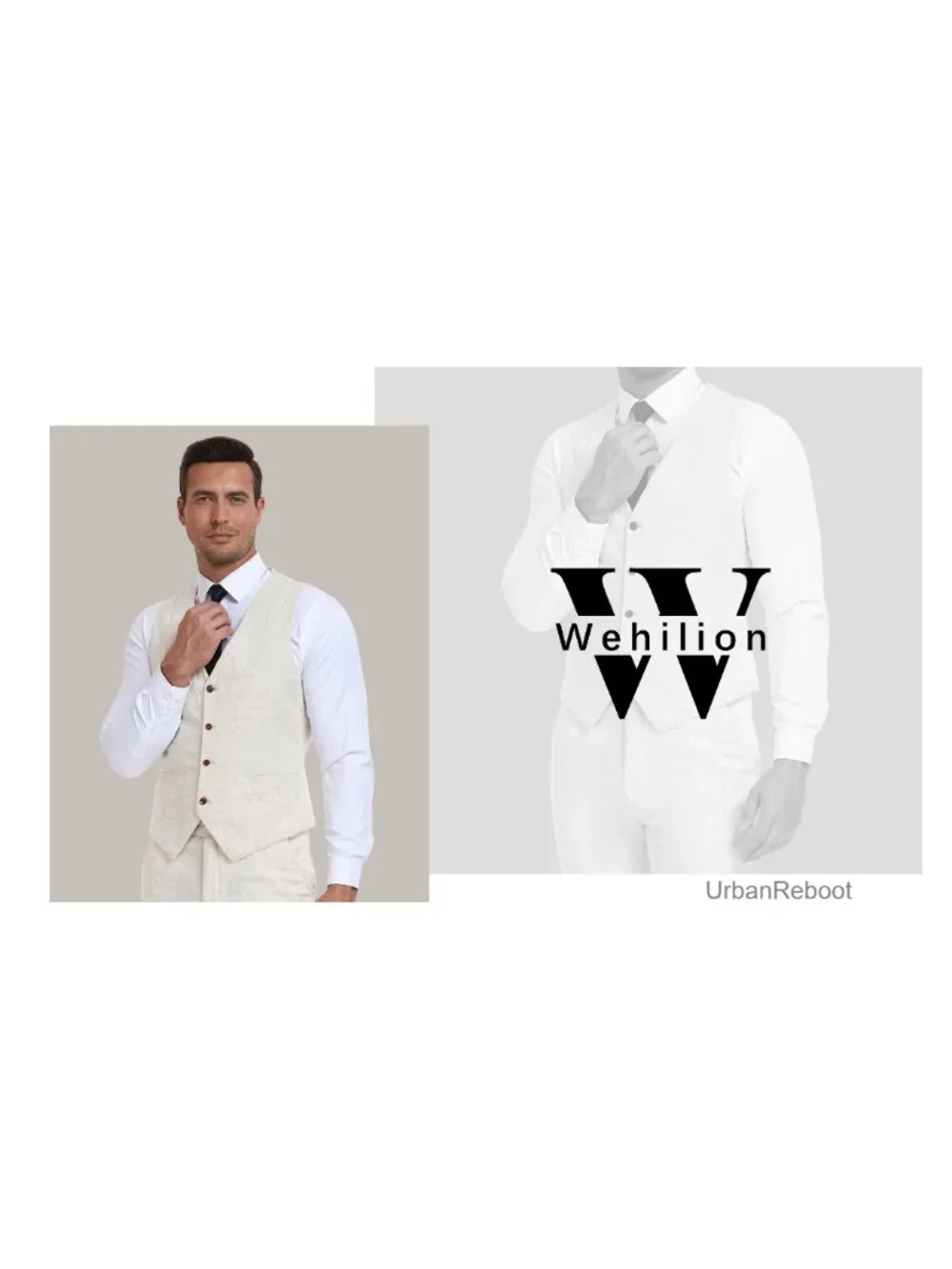 Men's 2-Piece Linen Suit Vest & Pants Lightweight Summer Wedding Groomsmen